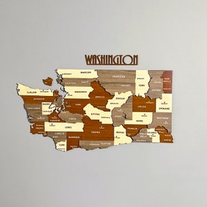 Décoration murale en bois de la carte de Washington avec des épingles Souvenir de voyage des États-Unis, décoration de bureau à domicile 3D, cadeau du 5e anniversaire
