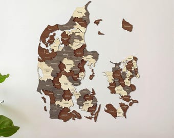 Wooden Denmark Map Wall Art with Pins Copenhagen Travel Souvenir 3D Home Office Decor Christmas Gift