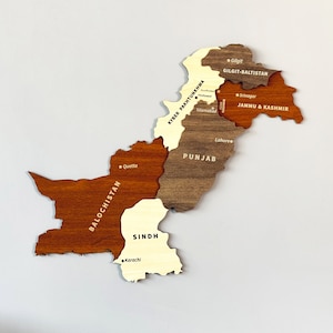 Hölzerne Pakistan Karte Wandkunst mit Pins Islamabad Reise Souvenir 3D Home Office Dekor 5th Jahrestag Geschenk