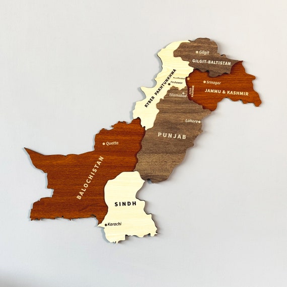 Wooden Pakistan Map Wall Art with Pins Islamabad Travel Souvenir 3D Home Office Decor 5th Anniversary Gift