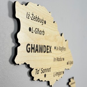 Wooden Malta Map Wall Art With Pins Valletta Travel Souvenir 3D Home ...