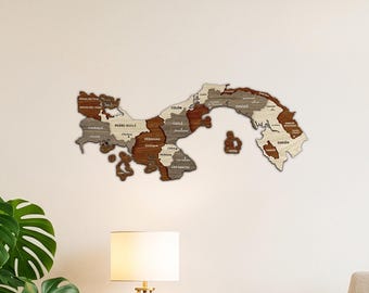 Wooden Panama Map Wall Art with Pins Central America Travel Souvenir 3D Home Office Decor 5th Anniversary Gift
