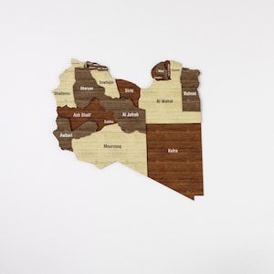 Carte du pays de la Libye, oeuvre d'art murale avec épingles, décoration murale en bois pour la maison, la cuisine ou le bureau, cadeau de voyage