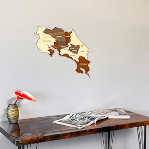 Wooden Costa Rica Map Wall Art With Pins San Jose Travel Souvenir 3D ...