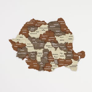 Carte du pays de la Roumanie en bois, art mural, décoration murale pour bureau à domicile, cadeau de voyage pour Bucarest