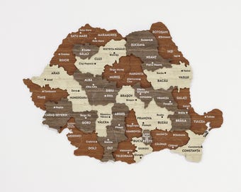 Wooden Romania Country Map Wall Art Home Office Wall Decoration  Bucharest Travel Gift