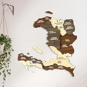 Wooden Haiti Map Wall Art with Pins Port au Prince Travel Souvenir 3D Home Office Decor 5th Anniversary Gift