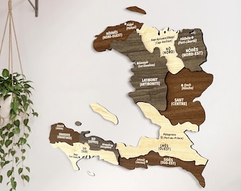 Wooden Haiti Map Wall Art with Pins Port au Prince Travel Souvenir 3D Home Office Decor 5th Anniversary Gift