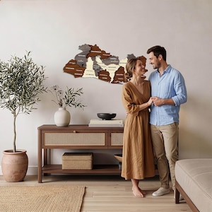 Wooden El Salvador Map Wall Art with Pins San Salvador Travel Souvenir 3D Home Office Decor 5th Anniversary Gift image 3