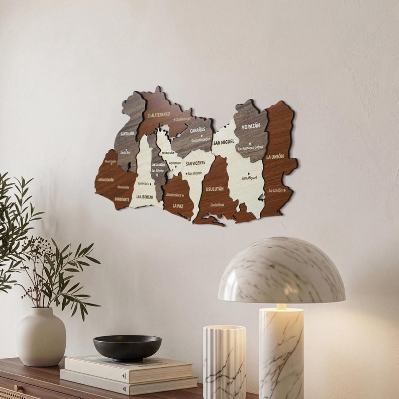 Wooden El Salvador Map Wall Art with Pins San Salvador Travel Souvenir 3D Home Office Decor 5th Anniversary Gift image 8