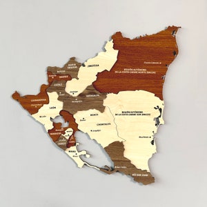 Décoration murale carte du Nicaragua en bois avec épingles Abuja Nicaragua souvenir de voyage 3D décoration de bureau à domicile cadeau 5e anniversaire