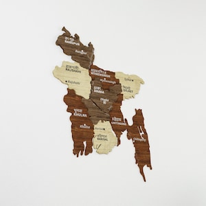 Carte du pays du Bangladesh, art mural, carte de Dacca, décoration de bureau à domicile, cadeau de pendaison de crémaillère