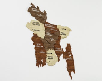 Bangladesh Country Map Wall Art Dhaka Map Home Office Decor Housewarming Gift