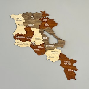 Houten kaart van Armenië muurkunst met spelden Yerevan Travel Souvenir 3D Home Office Decor cadeau 5e verjaardag