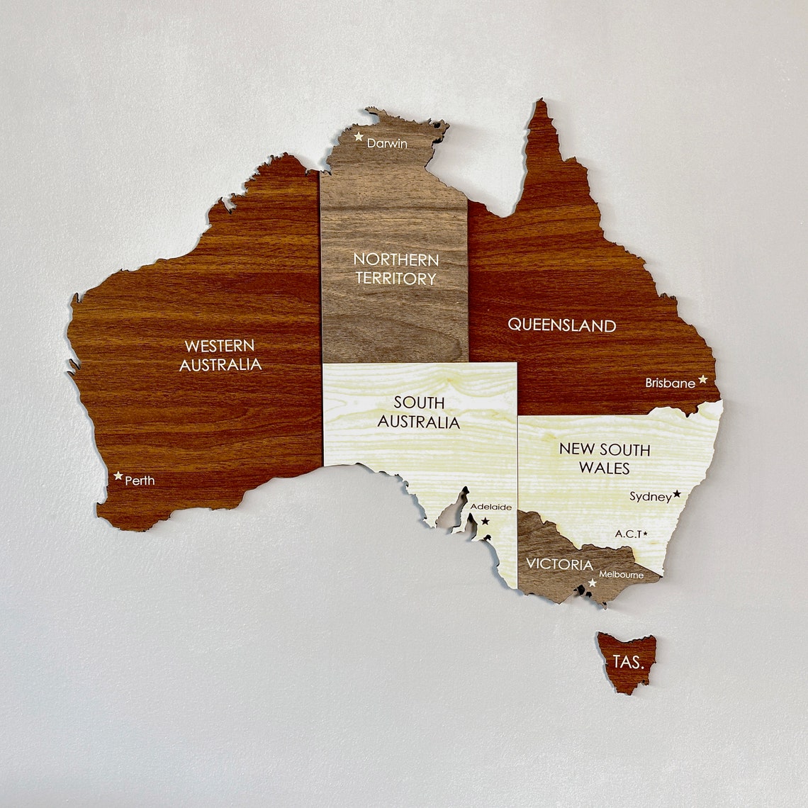 Wooden Australia Map Wall Art With Pins Sydney Travel Souvenir 3D Home ...