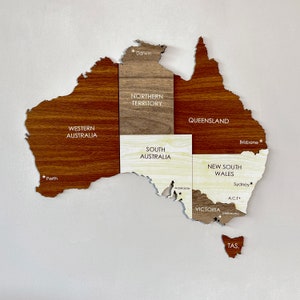 Carte d'Australie en bois, décoration murale avec épingles, souvenir de voyage de Sydney, décoration de bureau à domicile 3D, cadeau du 5e anniversaire