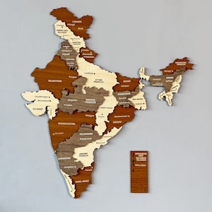 Houten India-kaart kunst aan de muur met spelden New Delhi Travel Souvenir 3D Home Office Decor Kerstcadeau