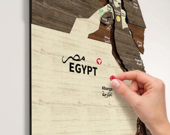 Wooden Egypt Map Wall Art Country Map Wall Decor for Home, Kitchen or Office Travel Gift