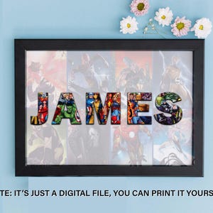 Superhero svg Marvel Name, Avengers png, Marvel png, Deadpool svg, Personalized Marvel Name on Marvel Digital Print, Superhero Birthday Gift