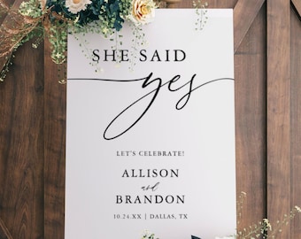 She Said Yes Custom Engagement Sign Acrylic Wedding Welcome Sign, Custom Wedding Signage, Engagement Sign,Reception Sign, Wedding decor