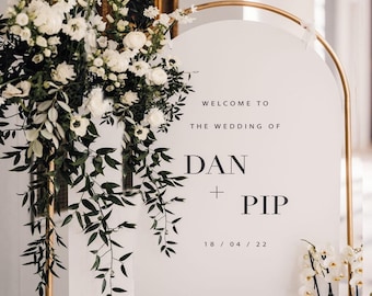 Letrero de boda arqueado personalizado, letrero de bienvenida de acrílico, señalización de boda, letrero de compromiso, letrero de recepción, letrero de Nikkah, decoración de boda