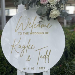Round Wedding Acrylic Welcome Sign, Acrylic Welcome Party Sign, Engagement and Reception Sign, Wedding decor, Nikkah Sign