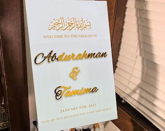 Custom Arabic Quote Wedding Welcome Sign, 3D Nikkah Sign Acrylic, Welcome to Wedding Sign, Personalized Wedding Decoration, Entrance Sign