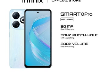 Infinix Smart8 Pro (128GB + bis 8GB Ram) 90Hertz 6.6 Display 50MP AI Dual Kamera 200% Super Volumen DTS Side Fingerprint Mobi