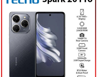 Unlocked TECNO Spark 20 Pro 12GB+256GB BLACK Dual SIM Android Cell Phone