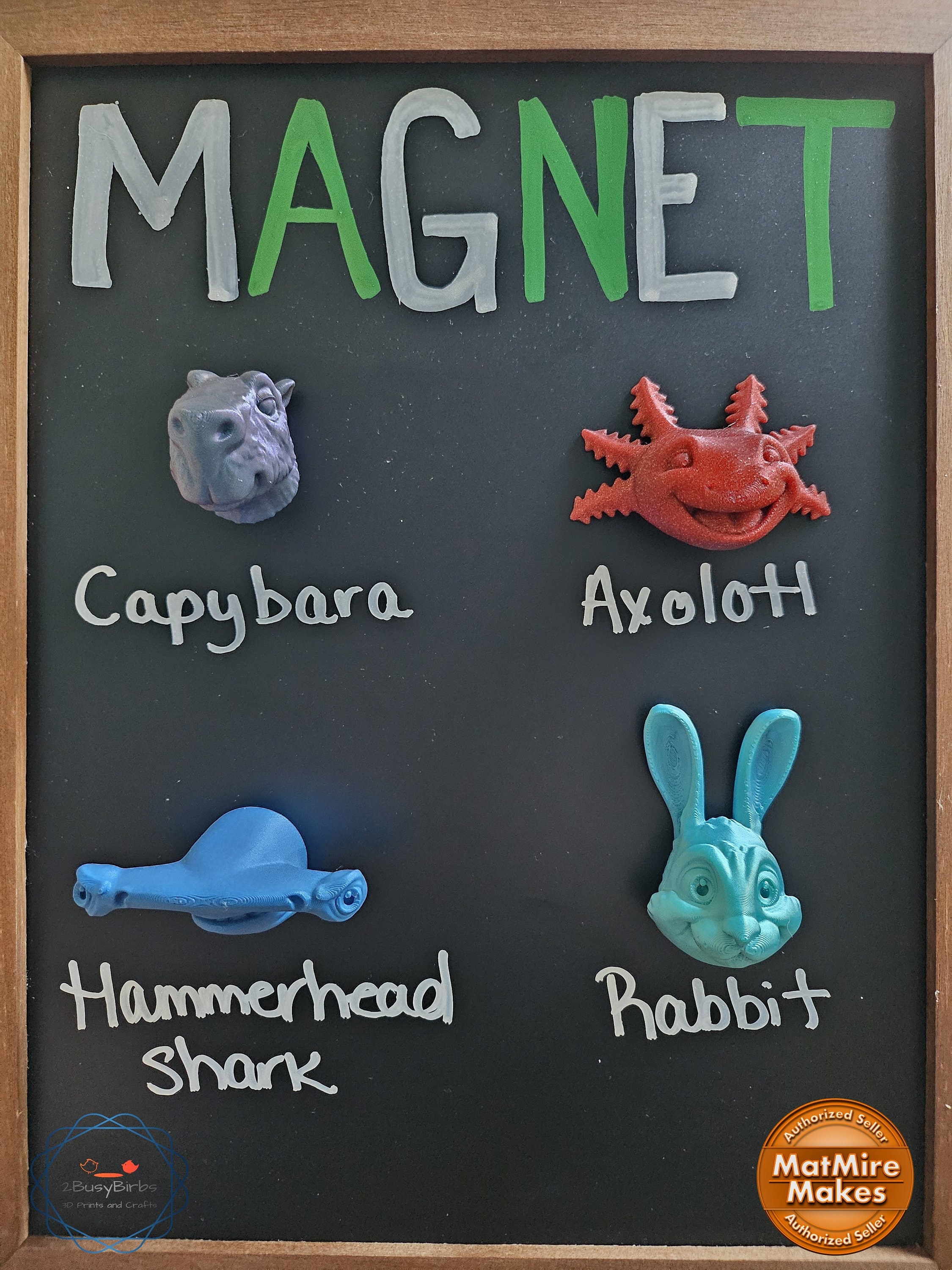 Magnets Capybara, Axolotl, Hammerhead Shark, or Bunny Rabbit 3D Printed ...