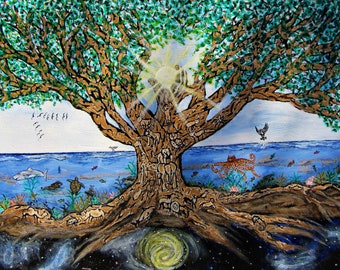 Tree of Life, Print of Painting, Original Painting, Surreal Painting, Colorful Painting, Nature painting