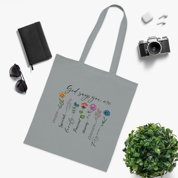 Cotton Tote, Tote bag, Flowers, Bolso de mano, Flores