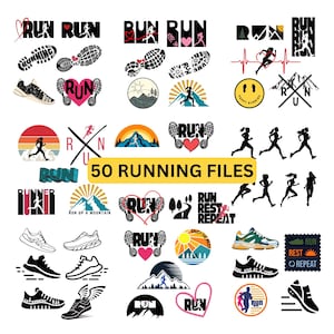 50 Running Svg files, Mixed Styles - Minimal & Bold, Running Svg, Running Girl Svg, Running Silhouette Svg, Running Sneakers Svg, Run Svg