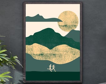 Running Poster, Running Buddy, Trail Running Poster, Retro Running Poster, Runner Wall Art, Poster Running, Runner Poster, Runner Print