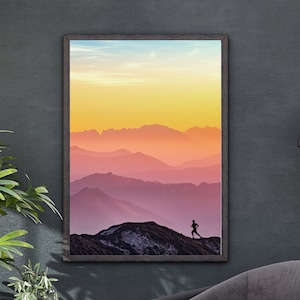 Running Poster, Mountain Poster, Ultra Marathon Poster, Distance Running Poster, Trail Running Poster, Runner Print, Runner Wall Art, Runner