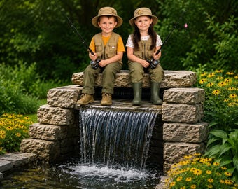 Children's Pond Spillway with Hidden Pump Hose Opening | 3D Printed Waterfall Feature | Garden Pond Decor