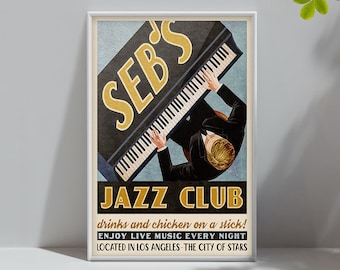 Affiche publicitaire rétro vintage du club de jazz de Seb - Édition limitée - Décoration d'intérieur - Cadeaux pour lui - Déco de chambre