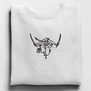 Zoro Samurai Style Anime-Inspired One Piece Embroidered Design: Heavyweight Unisex Crewneck T-shirt - Classic Unisex Crewneck Sweatshirt