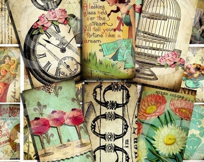 DIGITAL COLLAGE SHEET - Whimsical 1 X 2 Inch Designs Domino Size Images ...