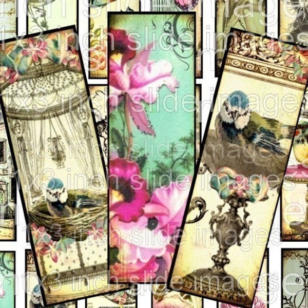 WHiMSiCaL DeSiGNs DIGITAL COLLAGE SHEET 1 x 3 inch SuN CeLeSTiaL HoPe BiRDs CRoSS MaRiE aNToiNeTTe RoSeS antique vintage images glass microscope slide soldered pendant game piece tile necklaces jewelry making paper supplies altered art s08