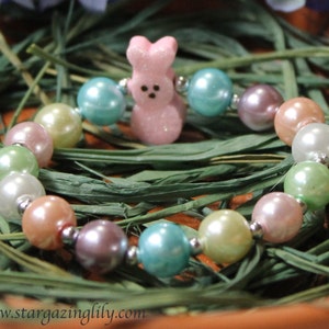 Easter Bunny Peep style pearl bracelet PINK Glitter Bunny Bead bracelets Easter Basket Filler Limited Quantity Easter accessory Easter Gifts