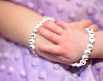 Set of Sister bracelets. SISTERS Big Sister Little Sister Gift Set Hypoallergenic. No metal. Hospital new baby gift