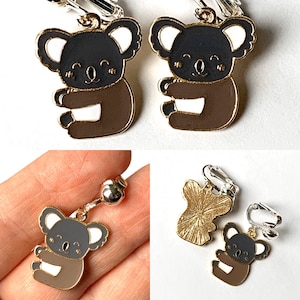 Animal earrings for kids. hedgehog koala jellyfish cat Lg. Koala