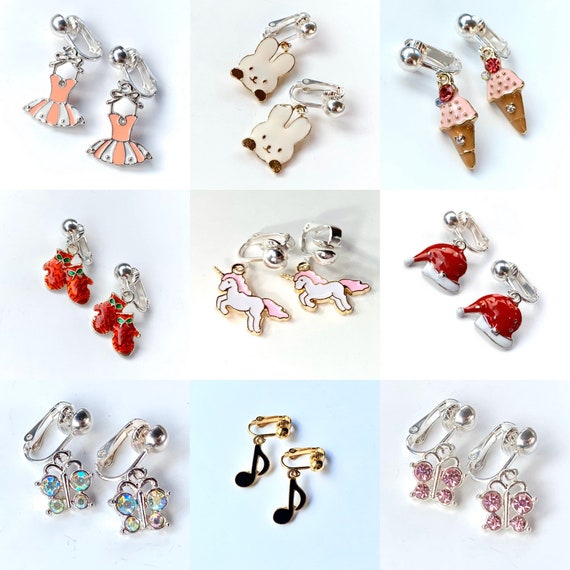 Little girls clip on earrings. Children's hypoallergenic Etsy