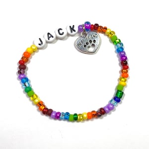 Rainbow Bridge Pet Memorial Bracelet Gift for a loss of a dog or cat Meet me over the rainbow bridge Personalized Pet Name Charm Bracelet