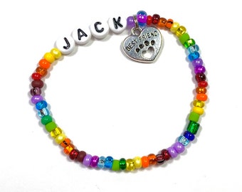 Rainbow Bridge Pet Memorial Bracelet Gift for a loss of a dog or cat Meet me over the rainbow bridge Personalized Pet Name Charm Bracelet