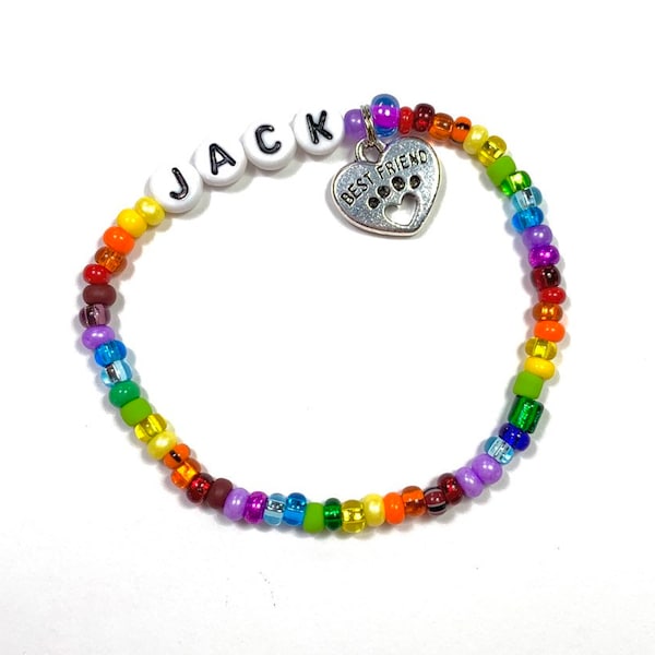 Rainbow Bridge Pet Memorial Bracelet Gift for a loss of a dog or cat Meet me over the rainbow bridge Personalized Pet Name Charm Bracelet