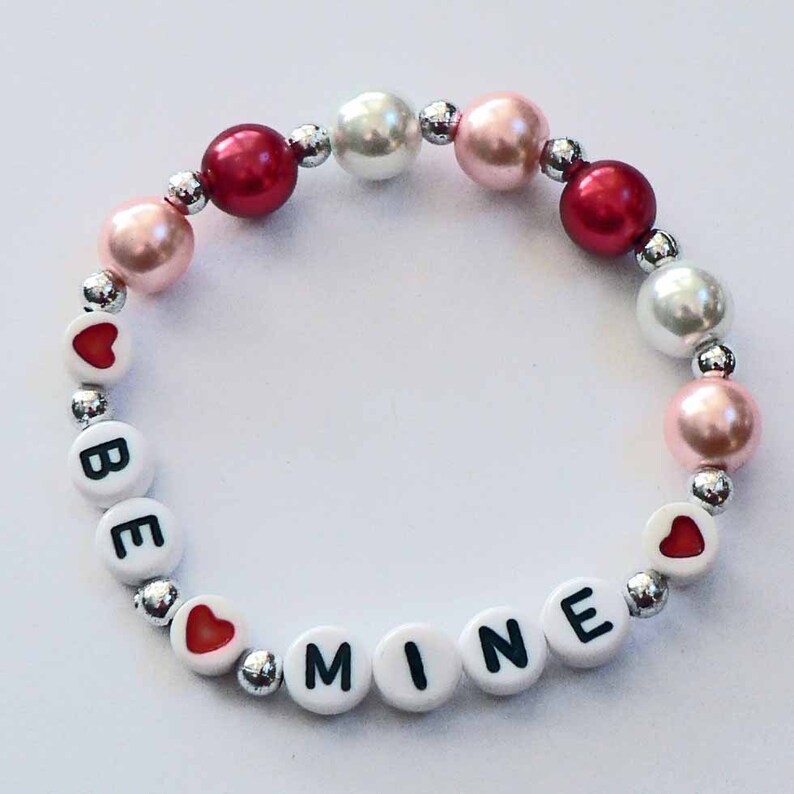 Heart Jewelry for kids. Personalized Valentine Name Bracelet gift or Party Favor School Party Valentine's Day Gift image 2