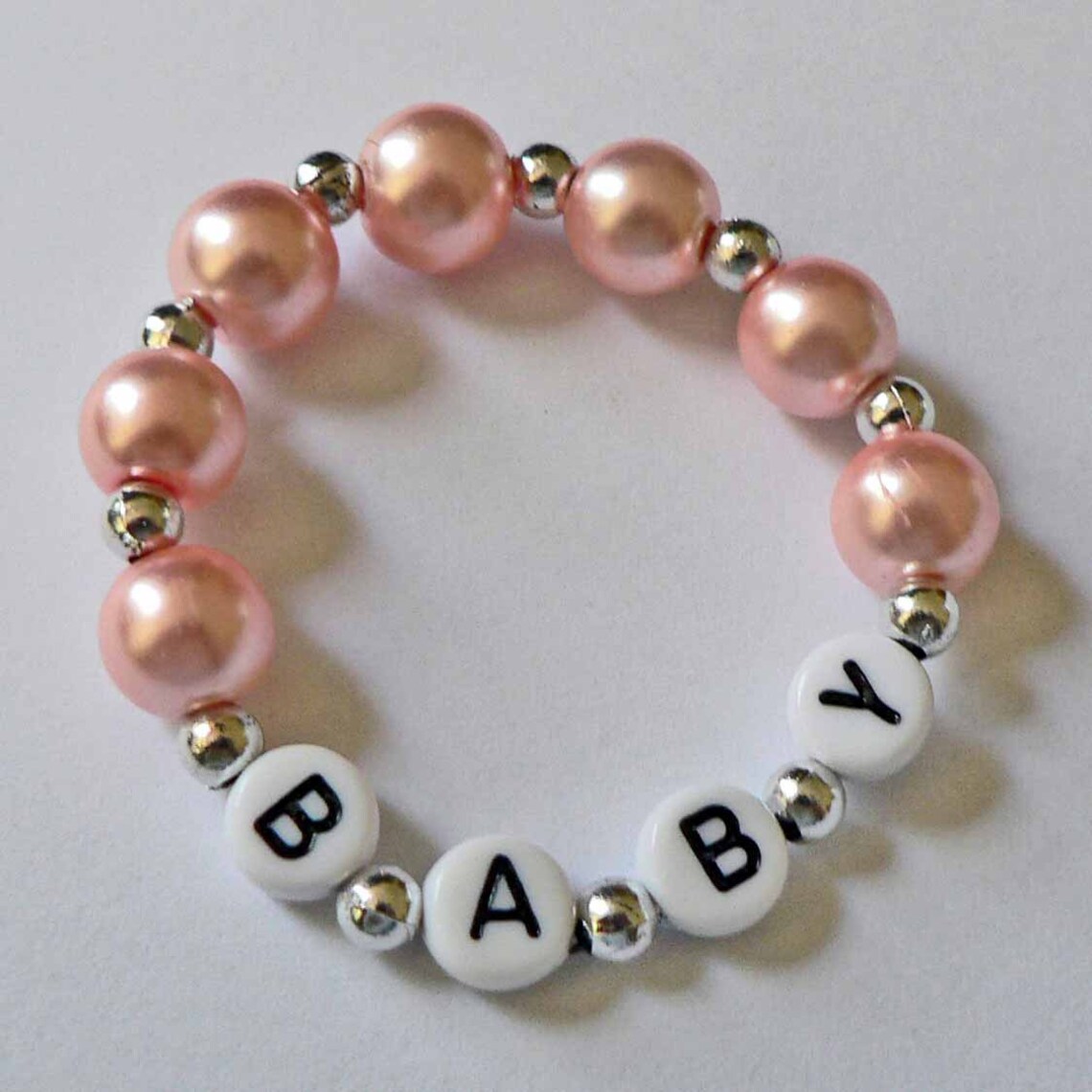 Newborn Keepsake Personalized Name Bracelet Pink Pearl Etsy