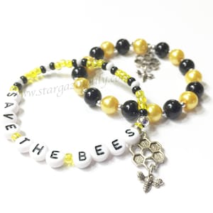 Honeybee Charm Bracelet. Raise awareness and help save the bees. Cute dangle bee charm on honeycomb. Personalized Name charm bracelet